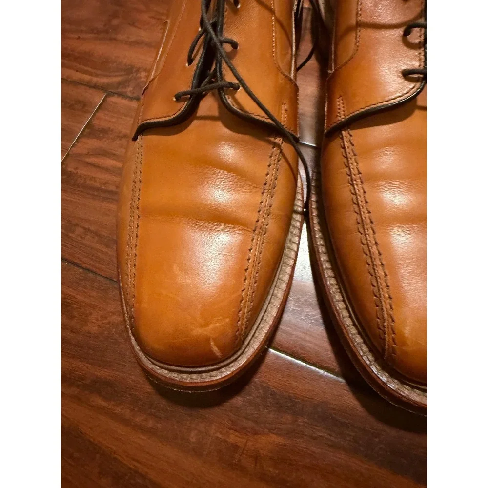 Allen Edmonds Hillcrest Tan Leather Bicycle Toe Derby Dress Shoes Mens 10.5 D
